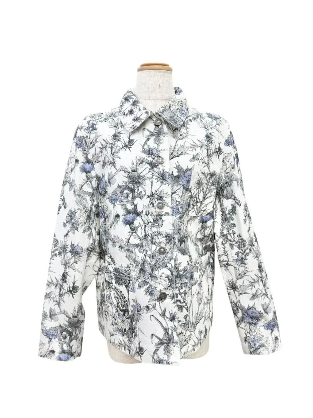 Dior Bee Embroidery Logo Button Floral Print Denim Jacket 44